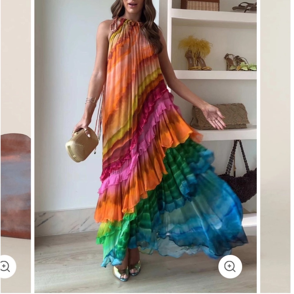 Multicolor Halter Maxi Dress